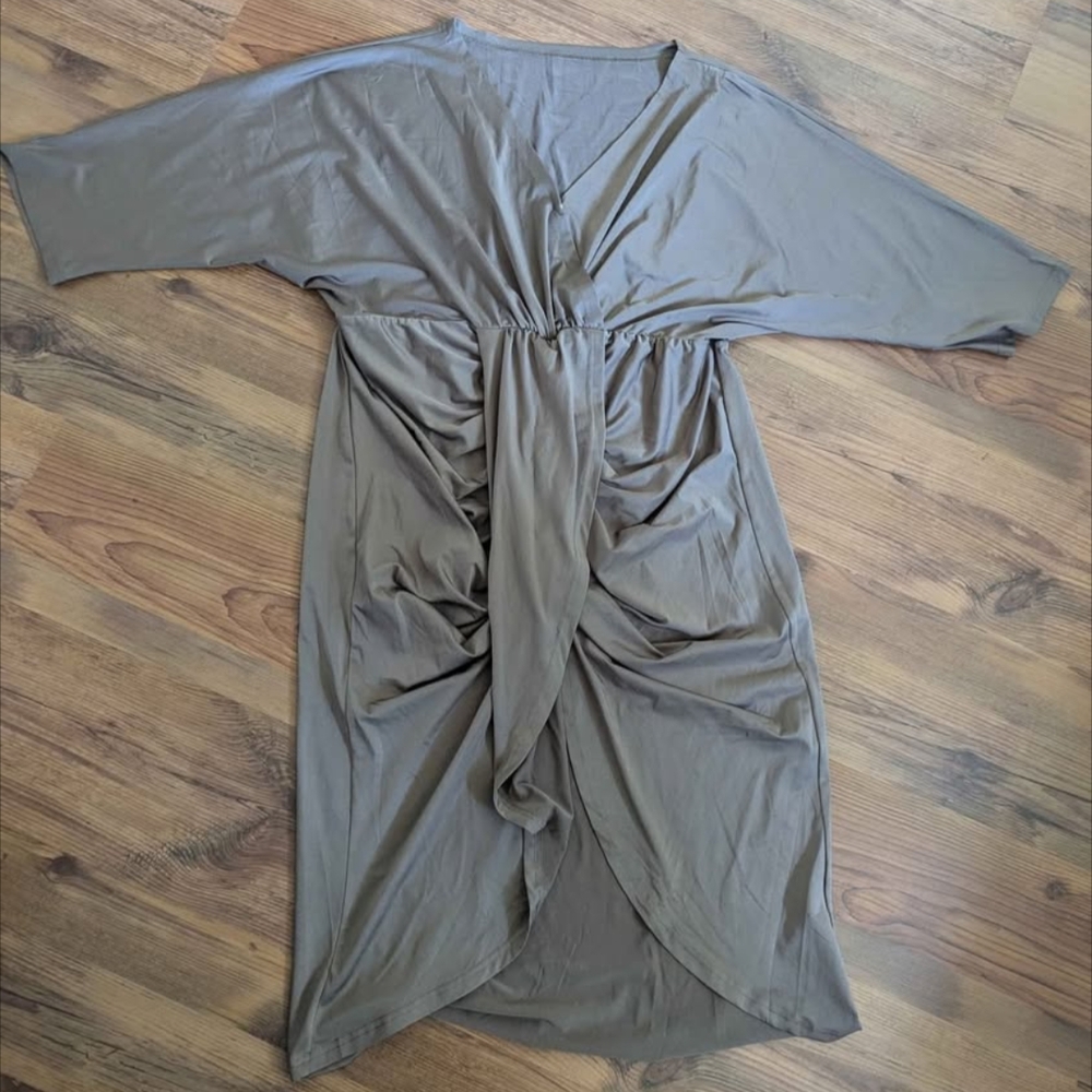 NWOT Elegant Plus Size Satin Draped Dress